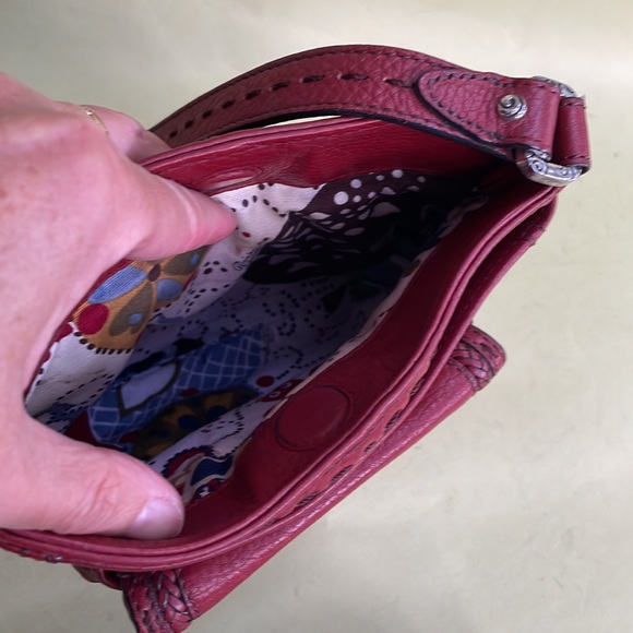 Vintage burgundy/silver Brighton pebbled leather crossbody bag - Picture 11 of 16